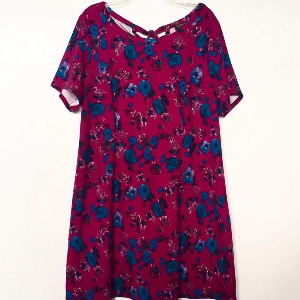 Lane Bryant Floral Tie Back Shirt Dress 18/20 Pink
